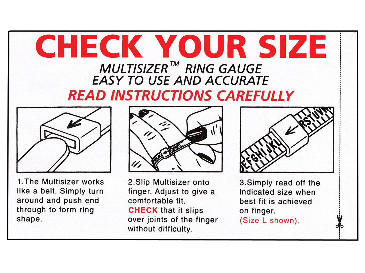 UK Ring Sizer - A - Z