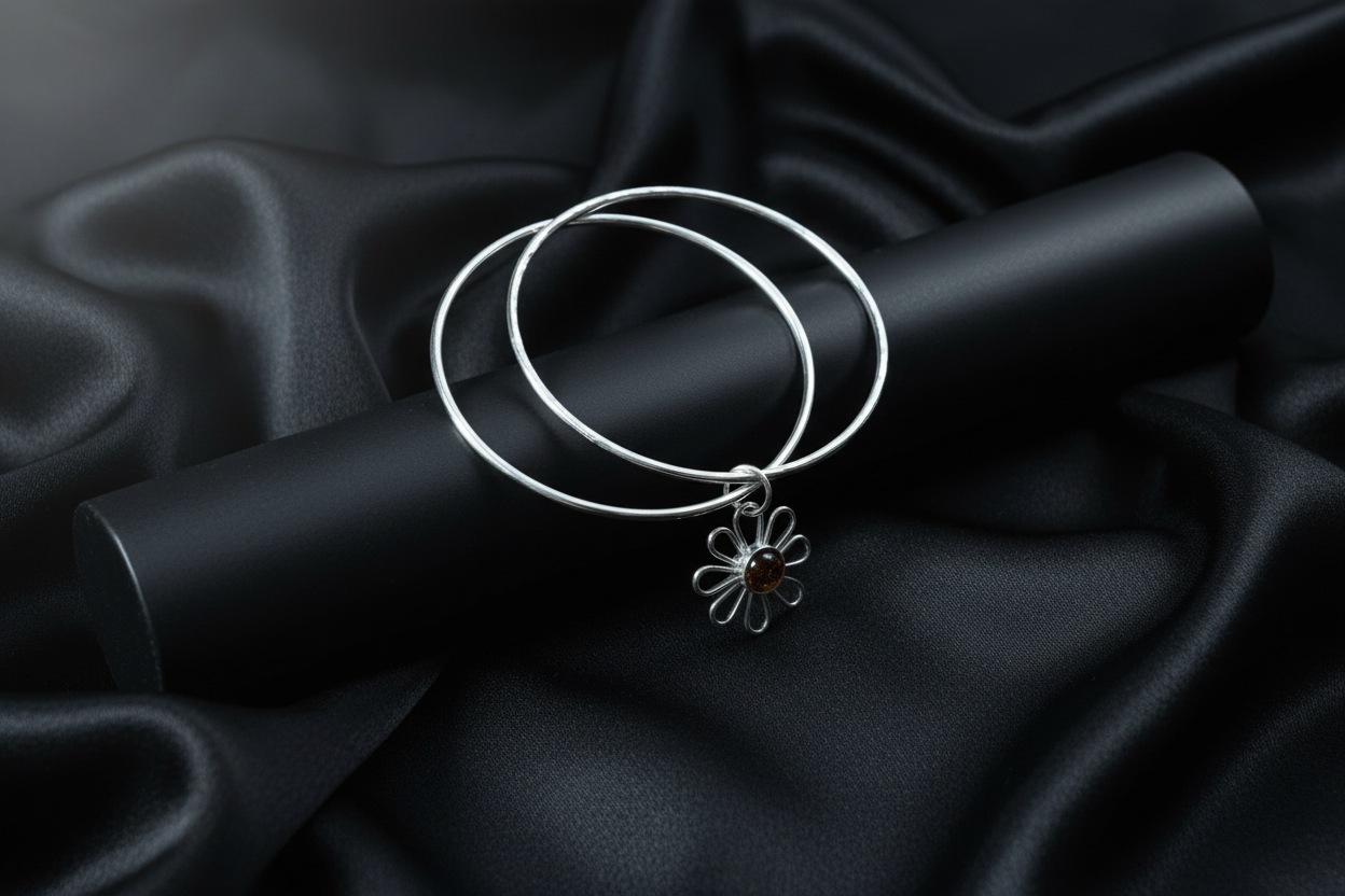 Daisy Dichroic Fused Glass Bangle