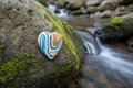 Orange & Blue Heart Polymer Clay Brooch
