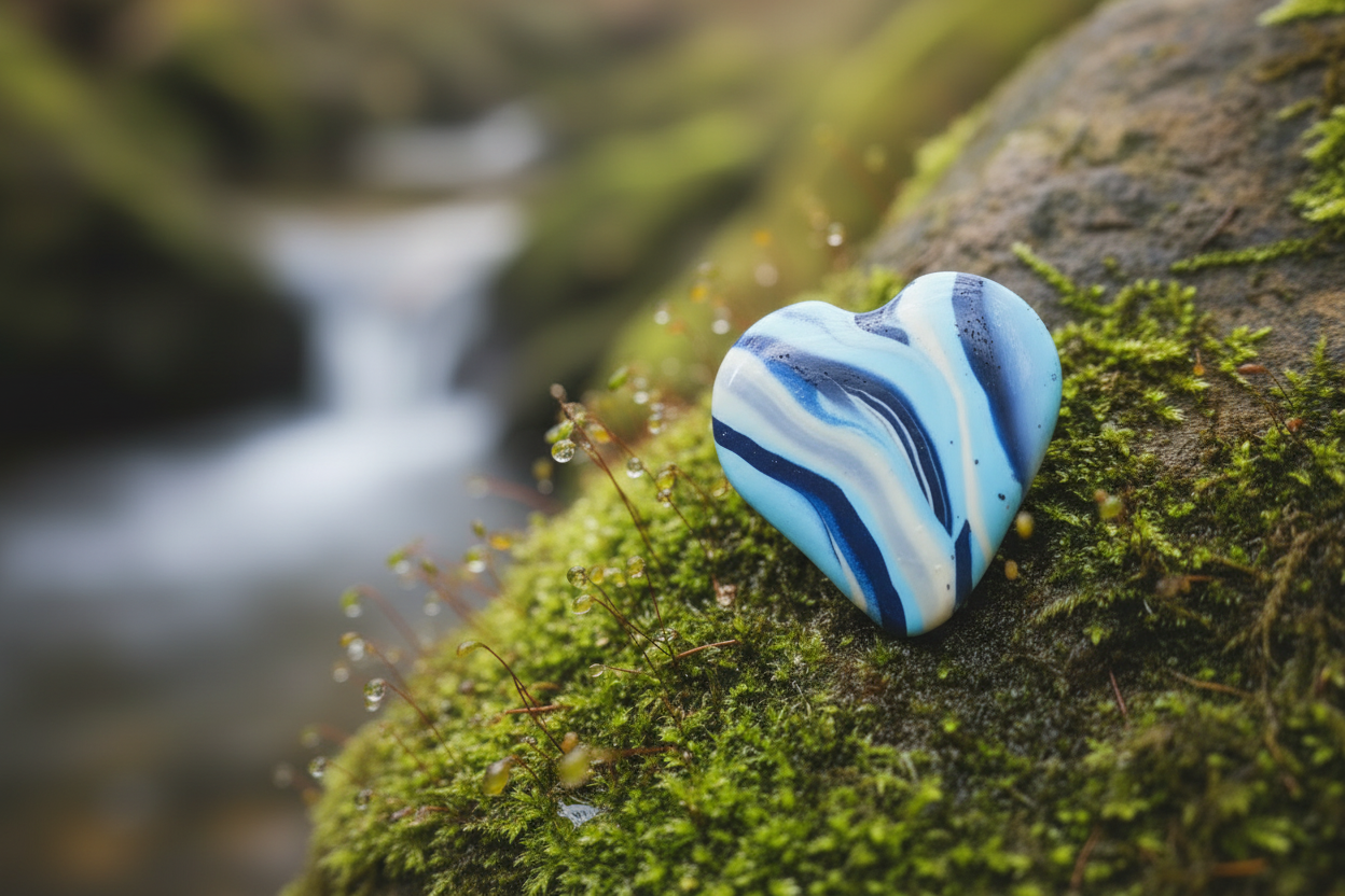 Blue Heart Polymer Clay Brooch