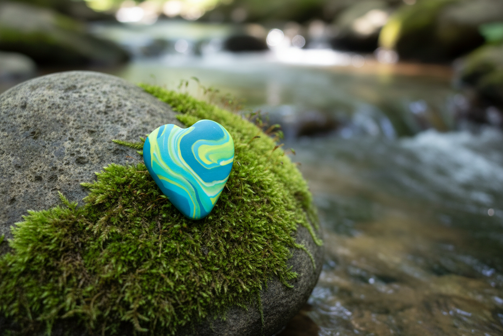 Teal Heart Polymer Clay Brooch