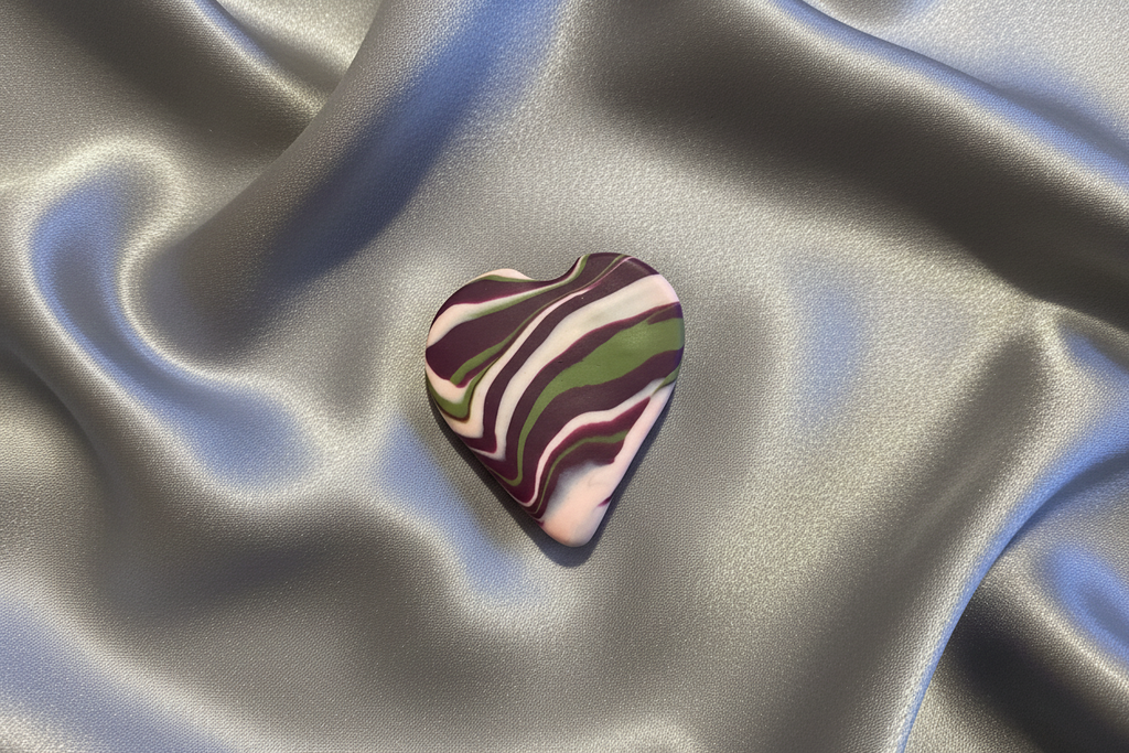 Pink & Purple Heart Polymer Clay Brooch