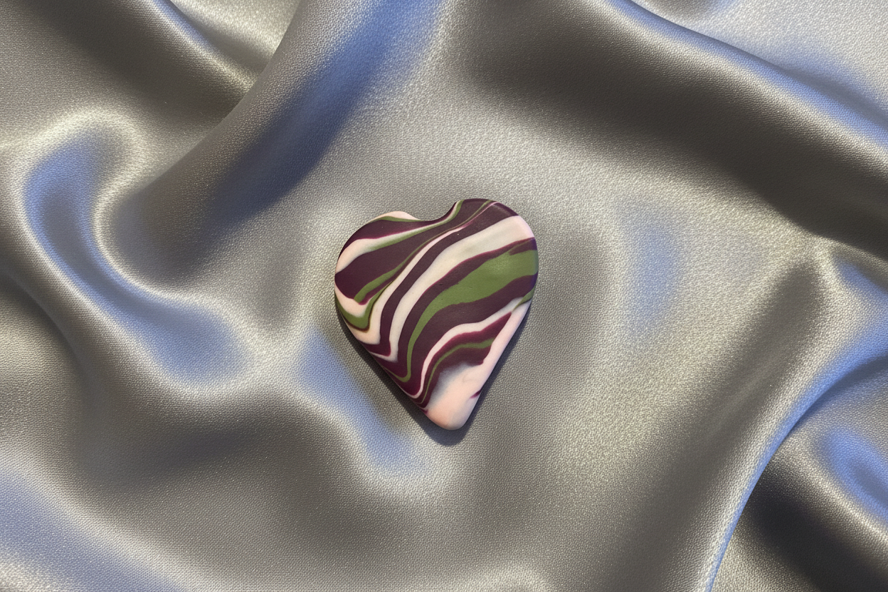 Pink & Purple Heart Polymer Clay Brooch