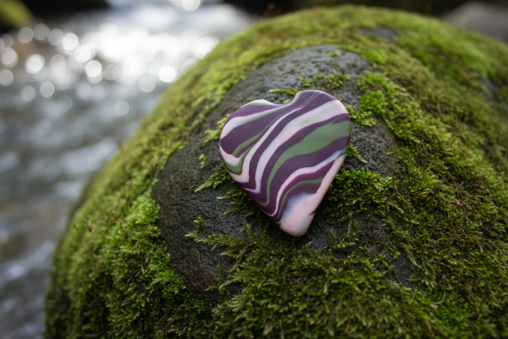 Pink & Purple Heart Polymer Clay Brooch