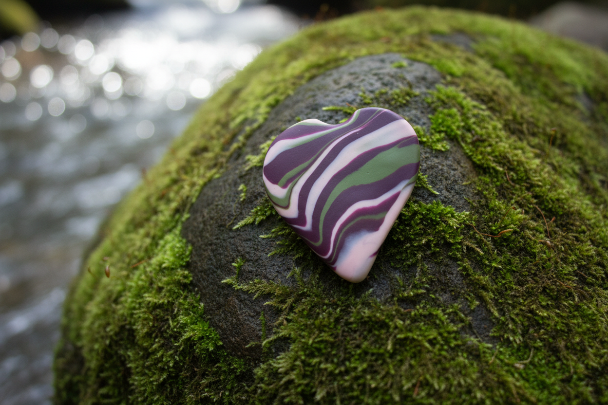 Pink & Purple Heart Polymer Clay Brooch