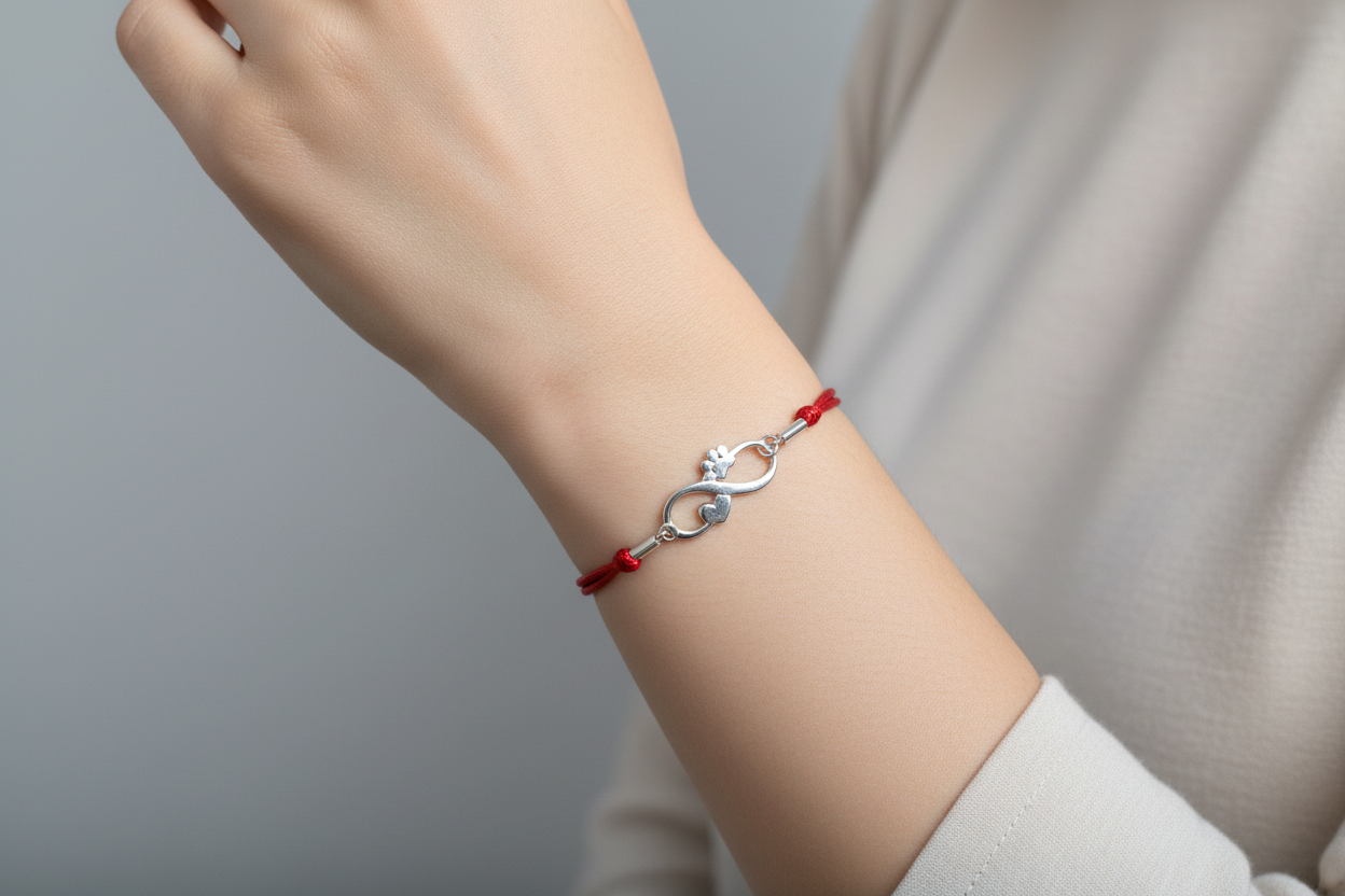 Paw Print Infinity Heart Adjustable Bracelet