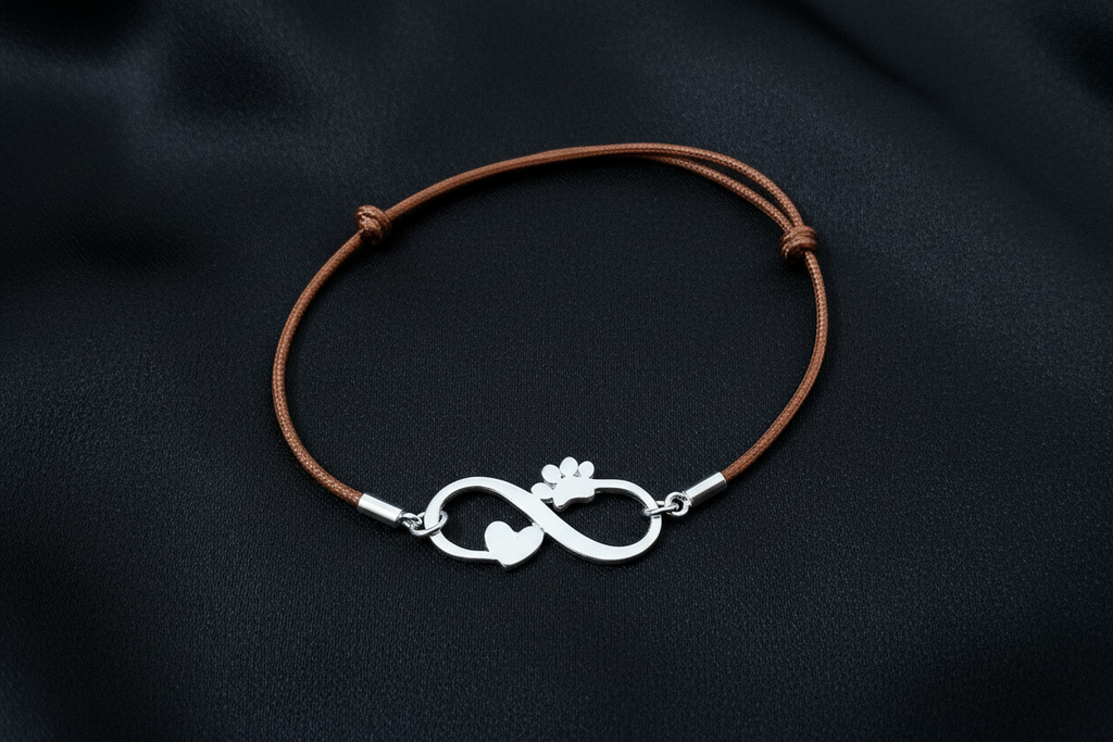 Paw Print Infinity Heart Adjustable Bracelet