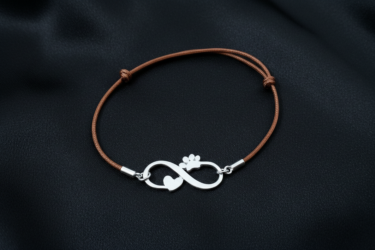 Paw Print Infinity Heart Adjustable Bracelet