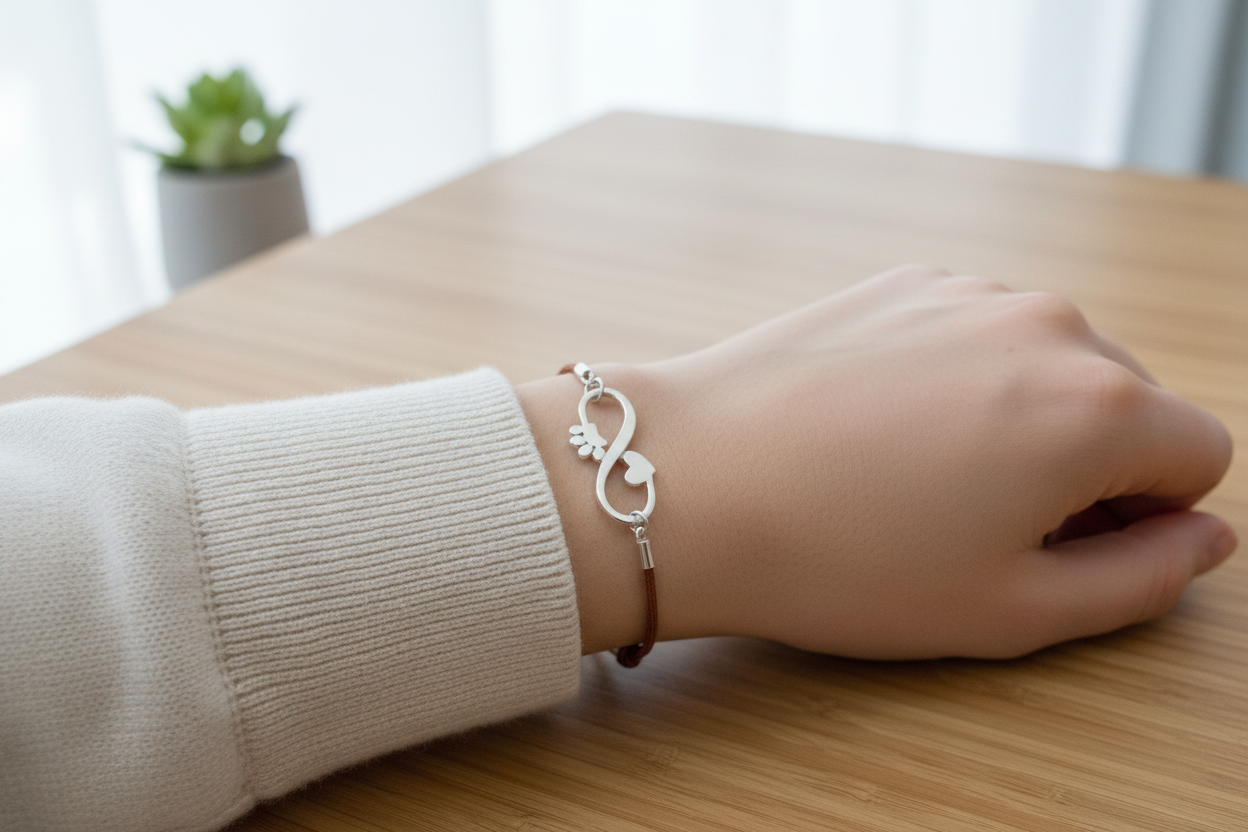 Paw Print Infinity Heart Adjustable Bracelet