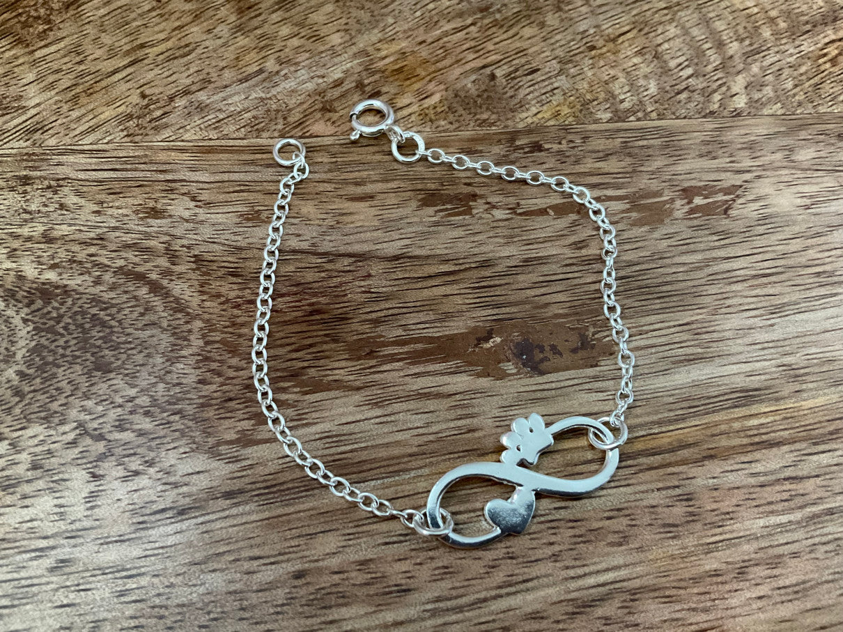 Paw Print Infinity Heart Bracelet