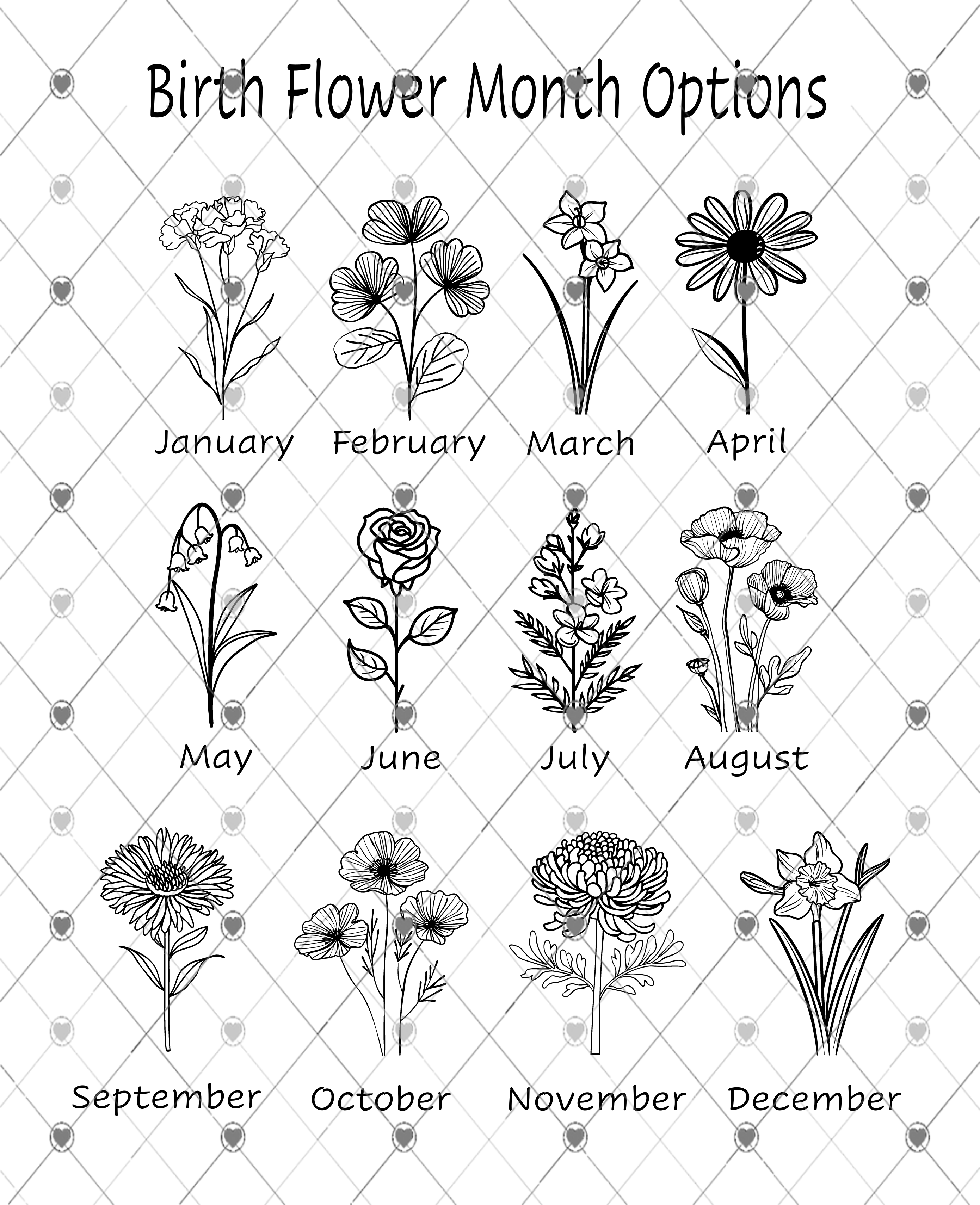 Flower Birth Month Tag Necklace