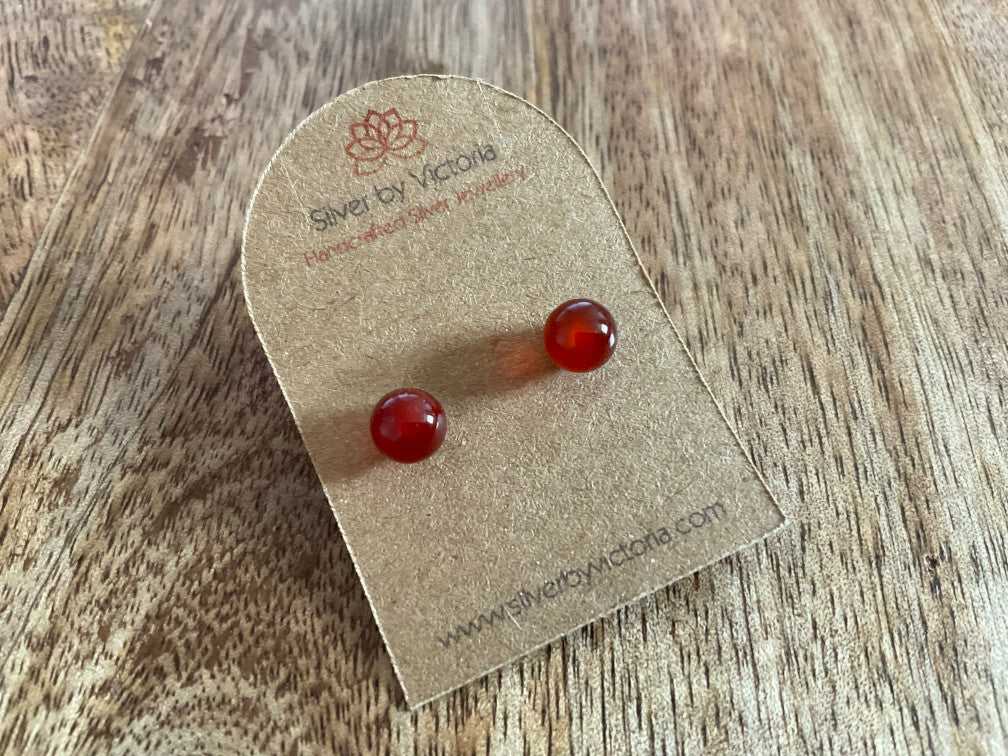 Carnelian Gemstone Stud Earrings