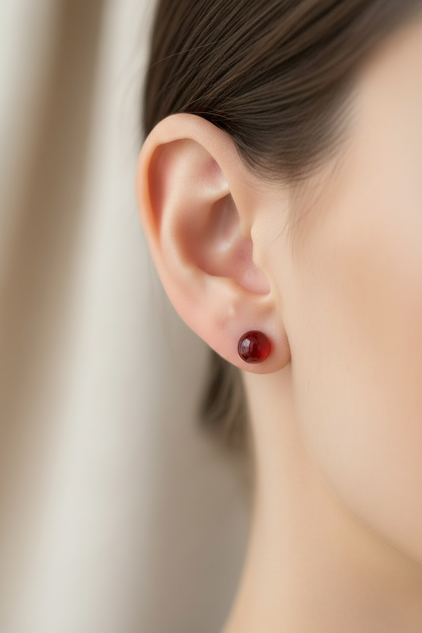 Carnelian Gemstone Stud Earrings