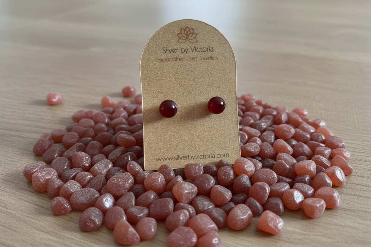Carnelian Gemstone Stud Earrings
