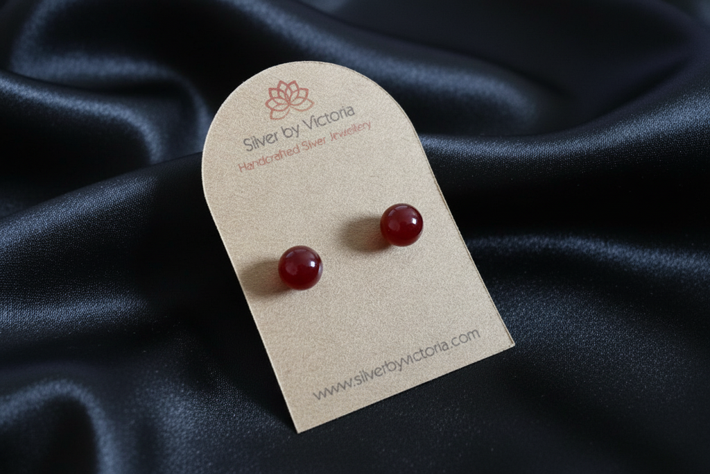 Carnelian Gemstone Stud Earrings