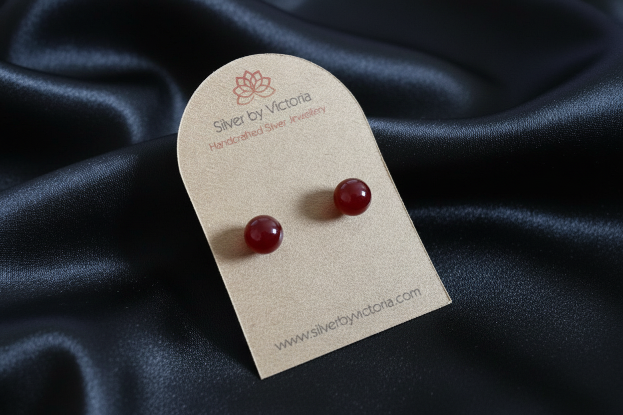 Carnelian Gemstone Stud Earrings