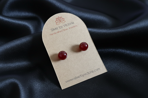 Carnelian Gemstone Stud Earrings