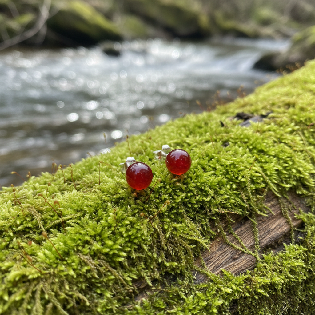 Carnelian Gemstone Stud Earrings