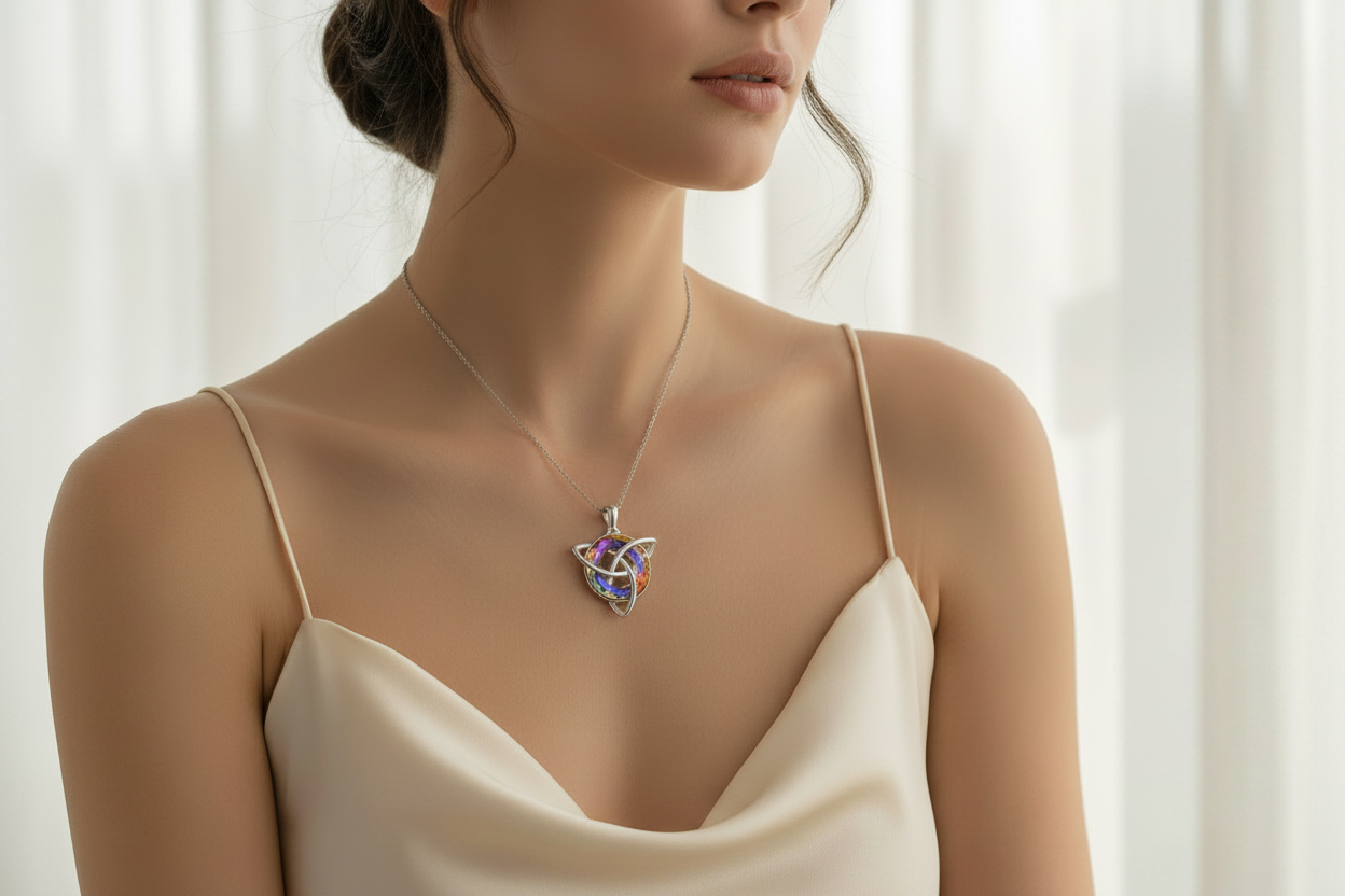 Triquetra Crystal Pendant & Chain