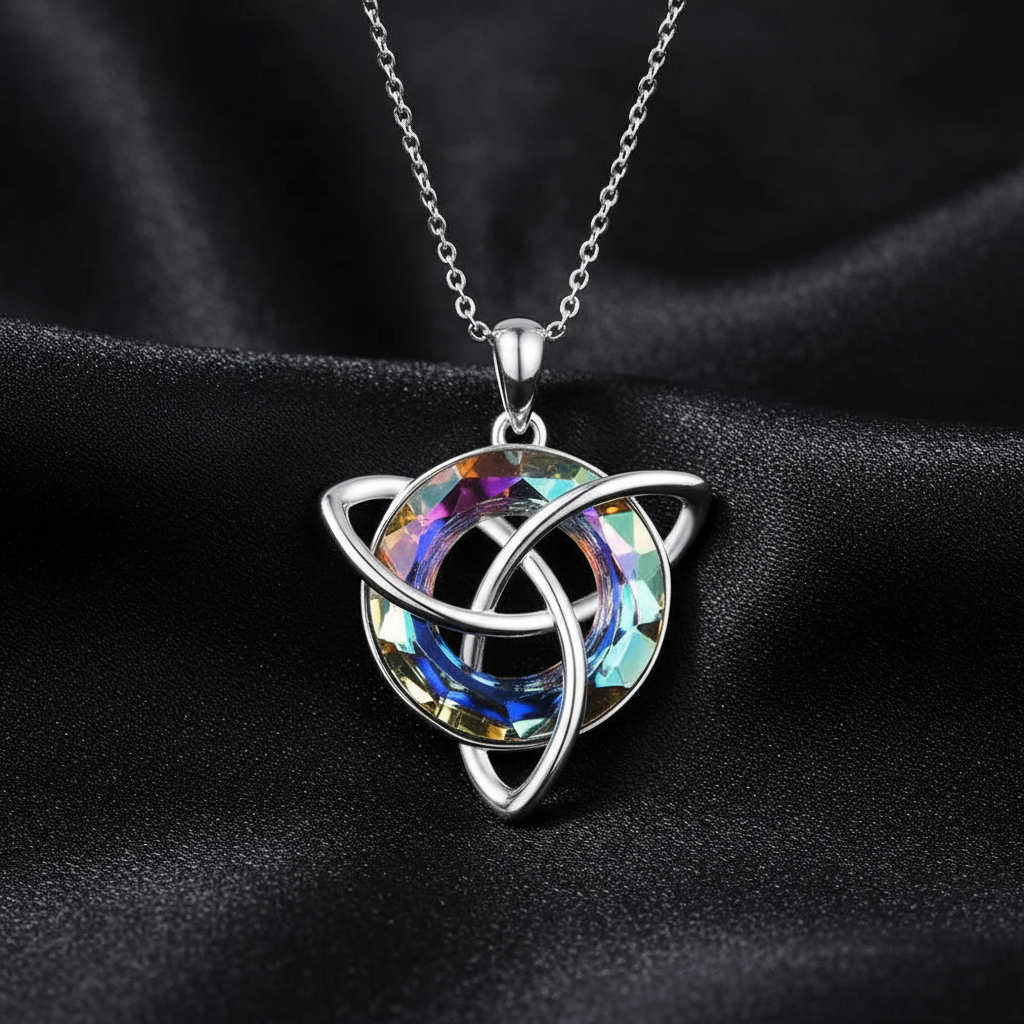 Triquetra Crystal Pendant & Chain