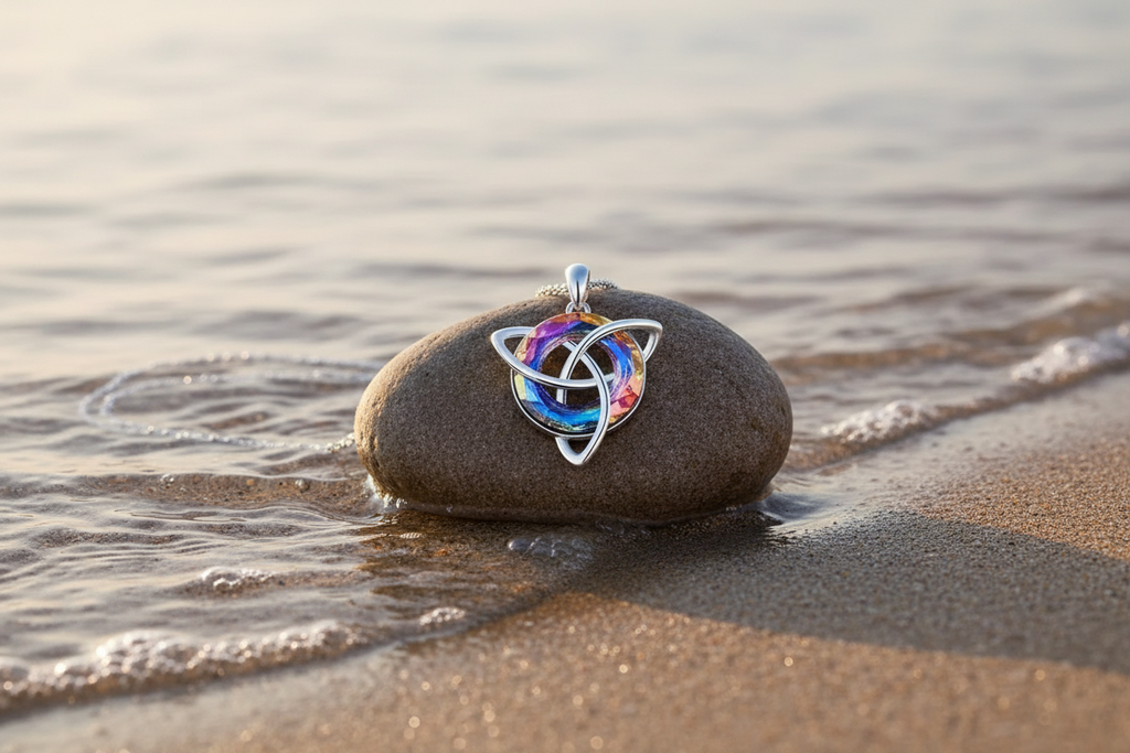 Triquetra Crystal Pendant & Chain