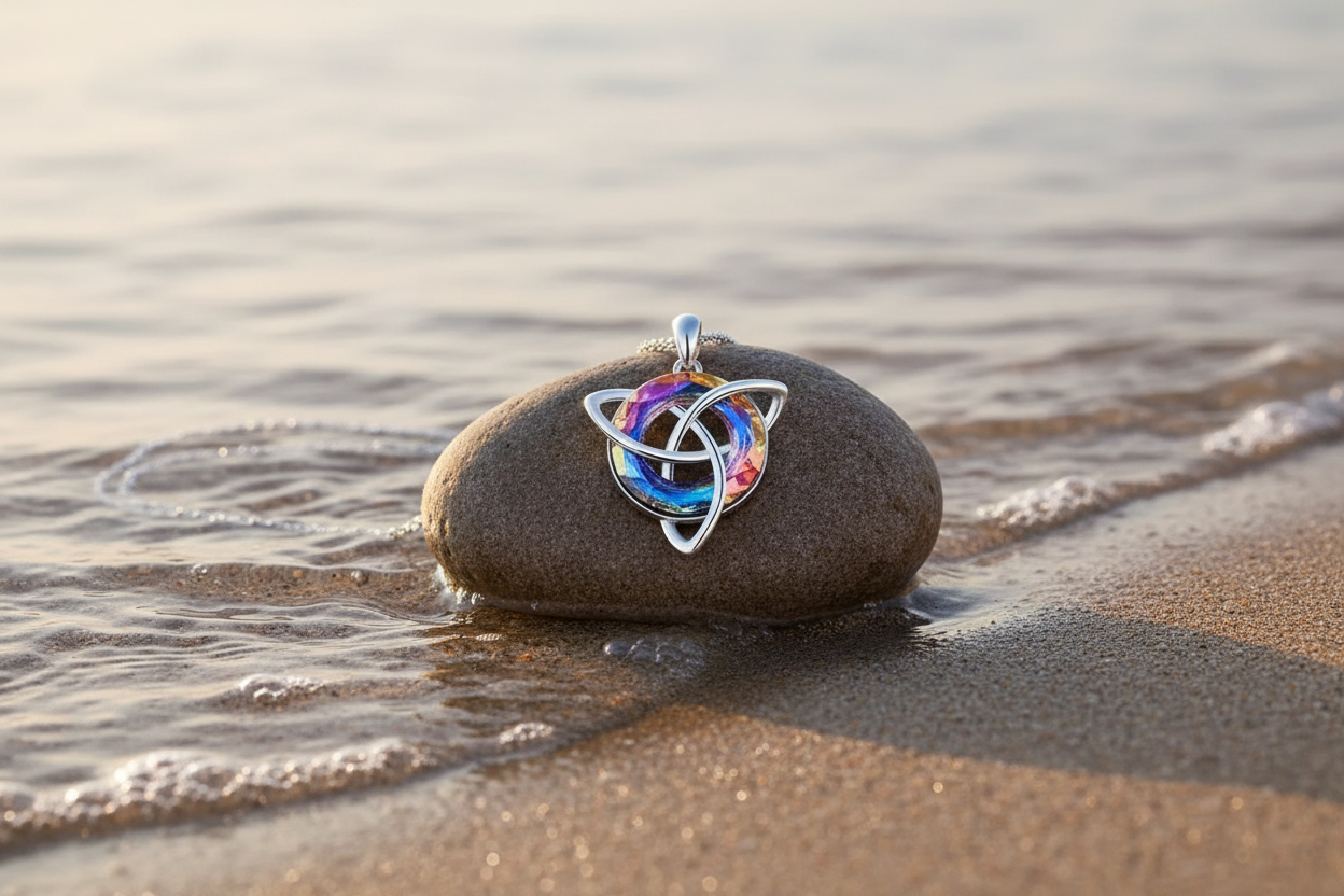 Triquetra Crystal Pendant & Chain