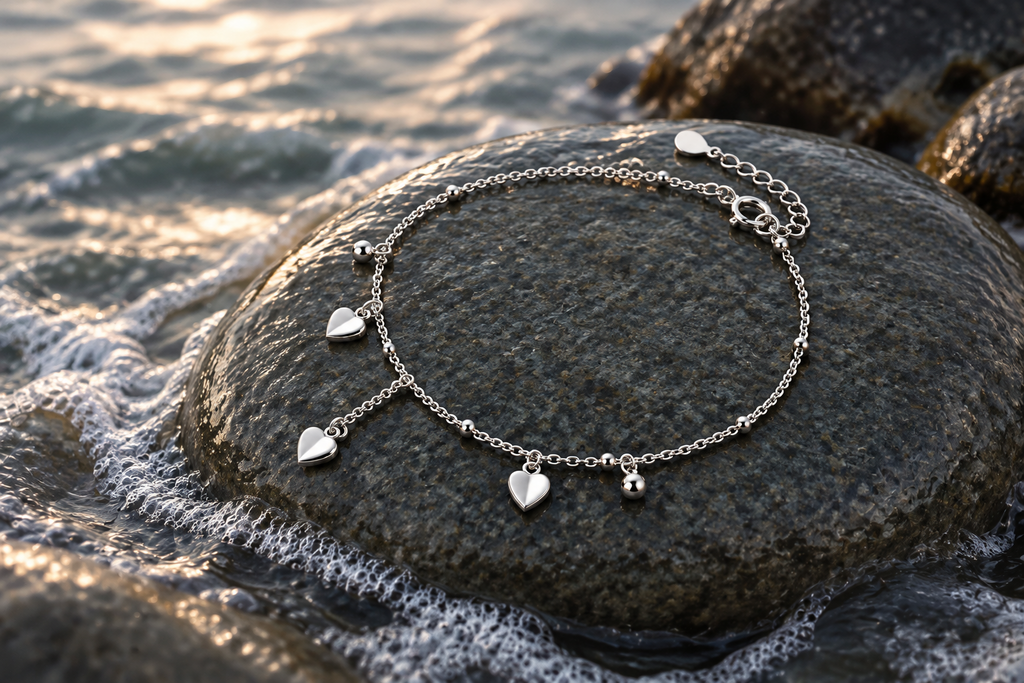 Heart Tassle Ankle Bracelet