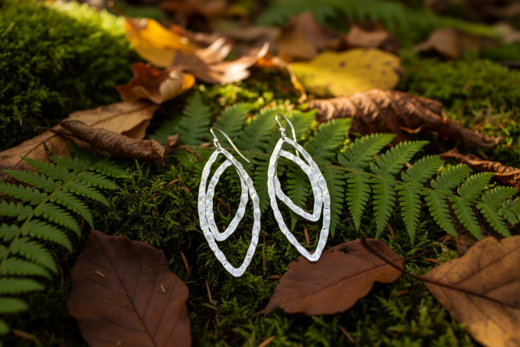 Hammered Geometric Dangle Earrings