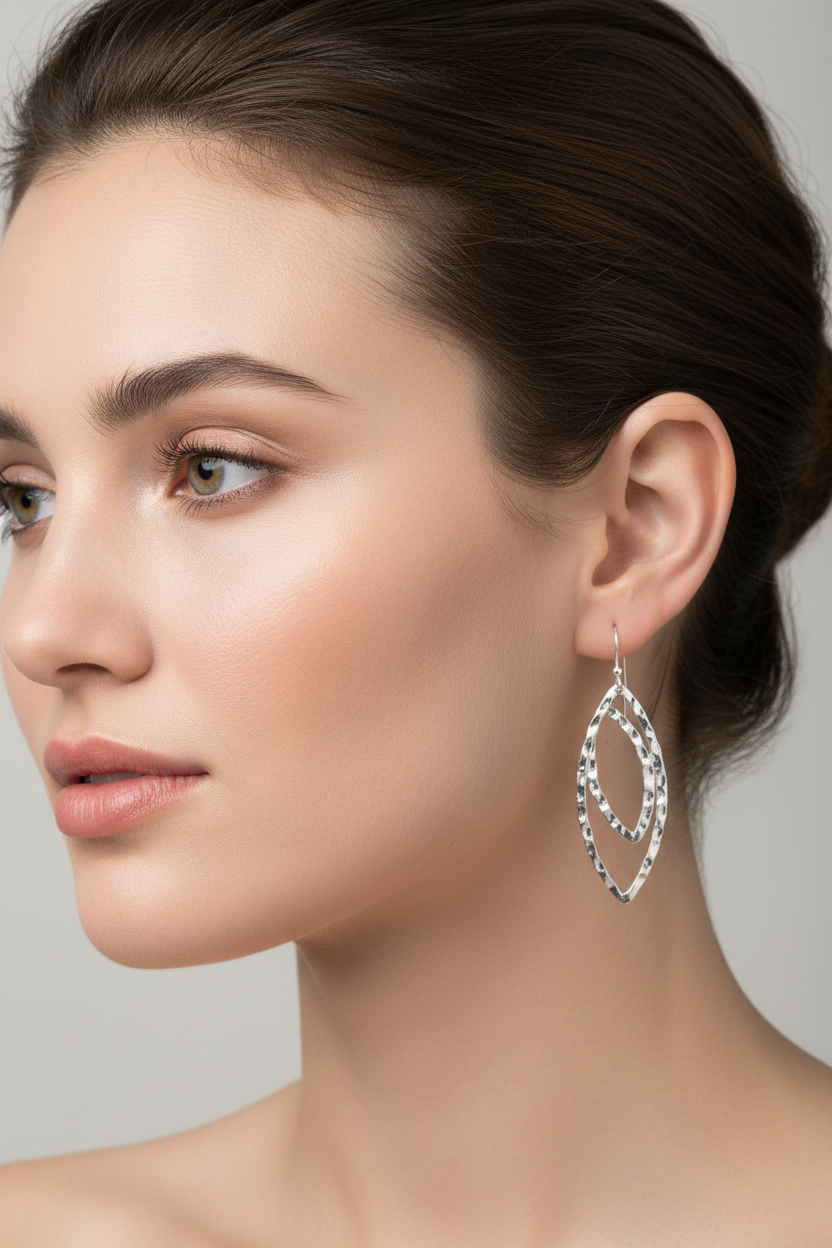 Hammered Geometric Dangle Earrings