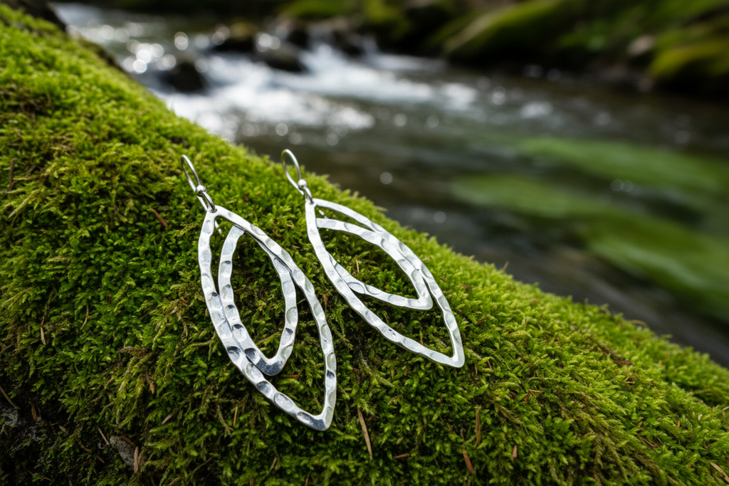 Hammered Geometric Dangle Earrings