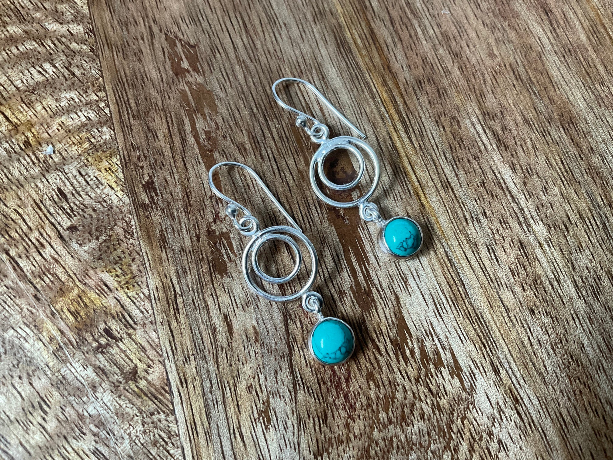 Turquoise Stoneset Dangle Earrings