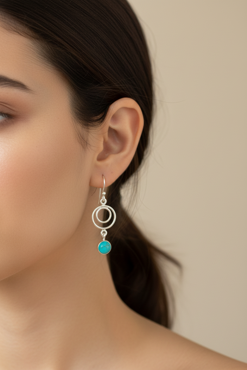 Turquoise Stoneset Dangle Earrings