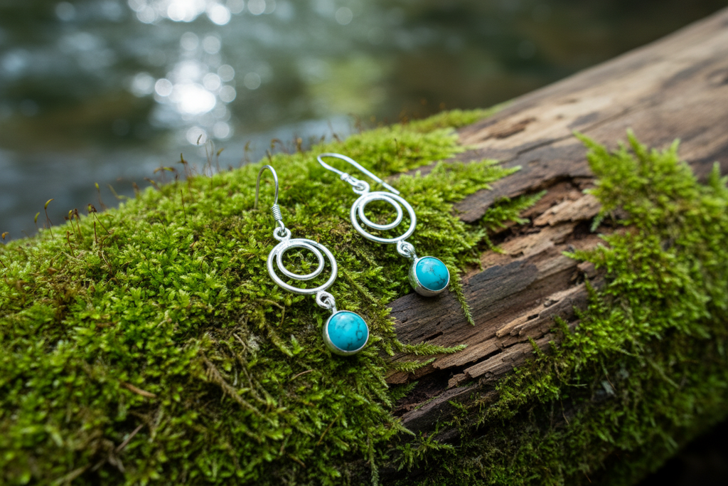 Turquoise Stoneset Dangle Earrings