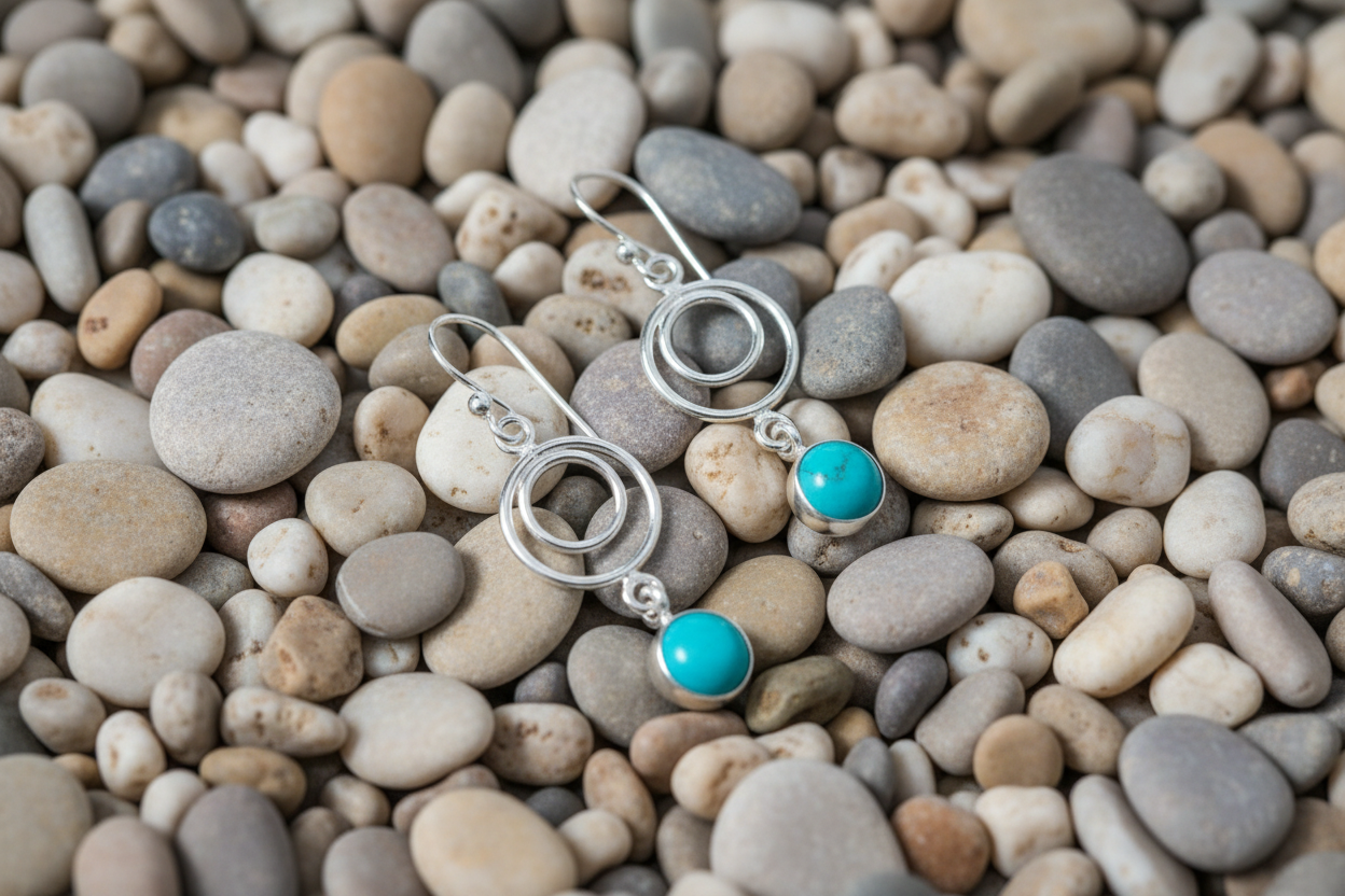 Turquoise Stoneset Dangle Earrings
