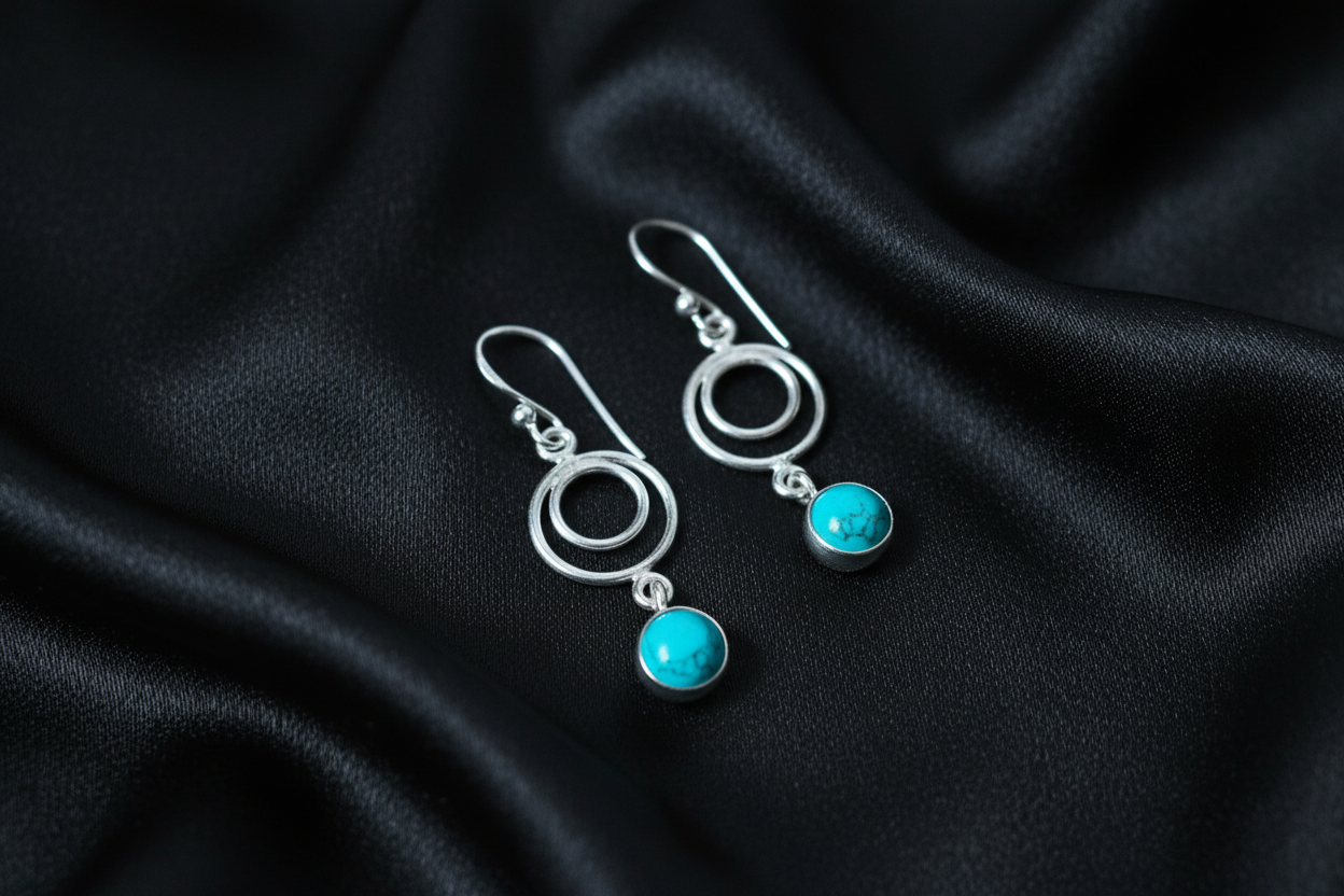 Turquoise Stoneset Dangle Earrings