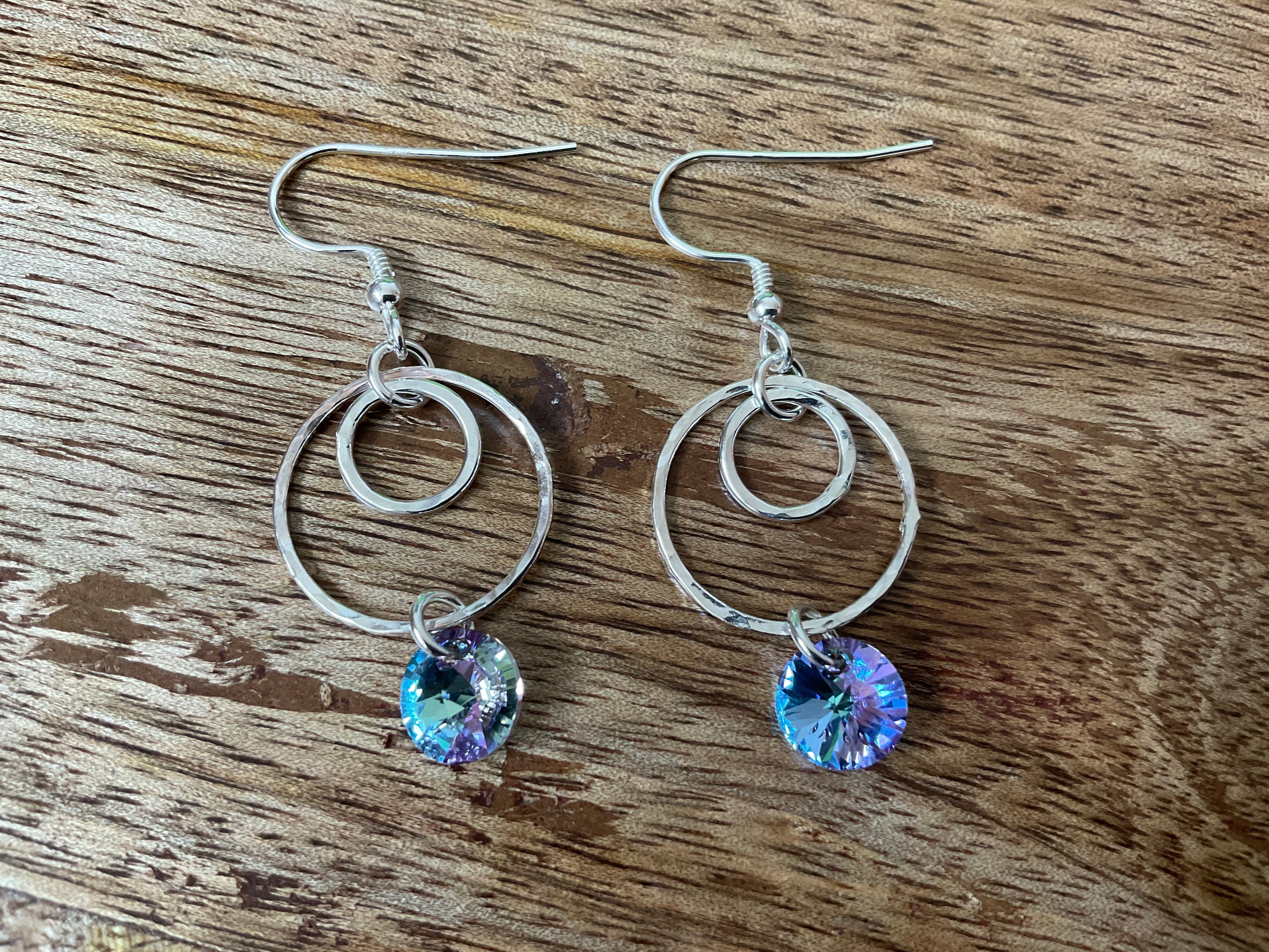 Swarovski Crystal & Circles Dangle Earrings - Vitrail Light