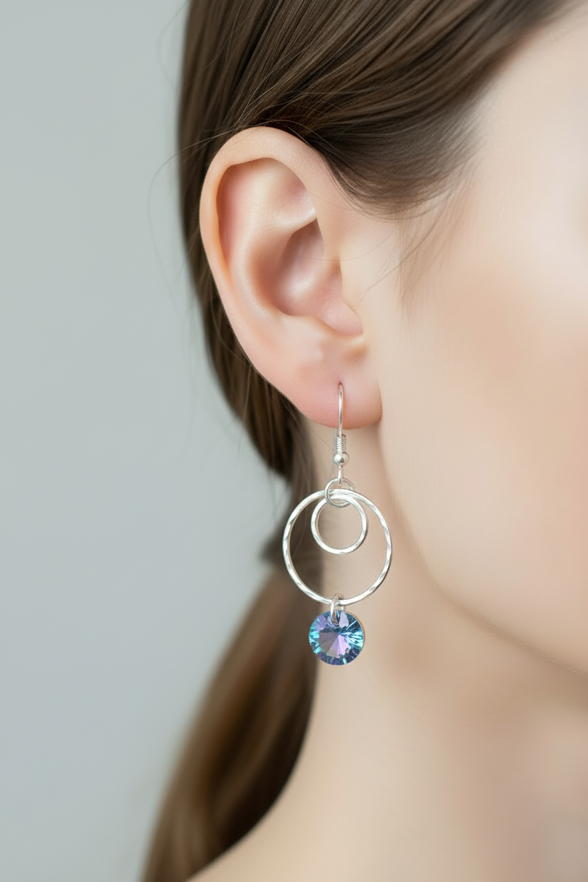 Swarovski Crystal & Circles Dangle Earrings - Vitrail Light