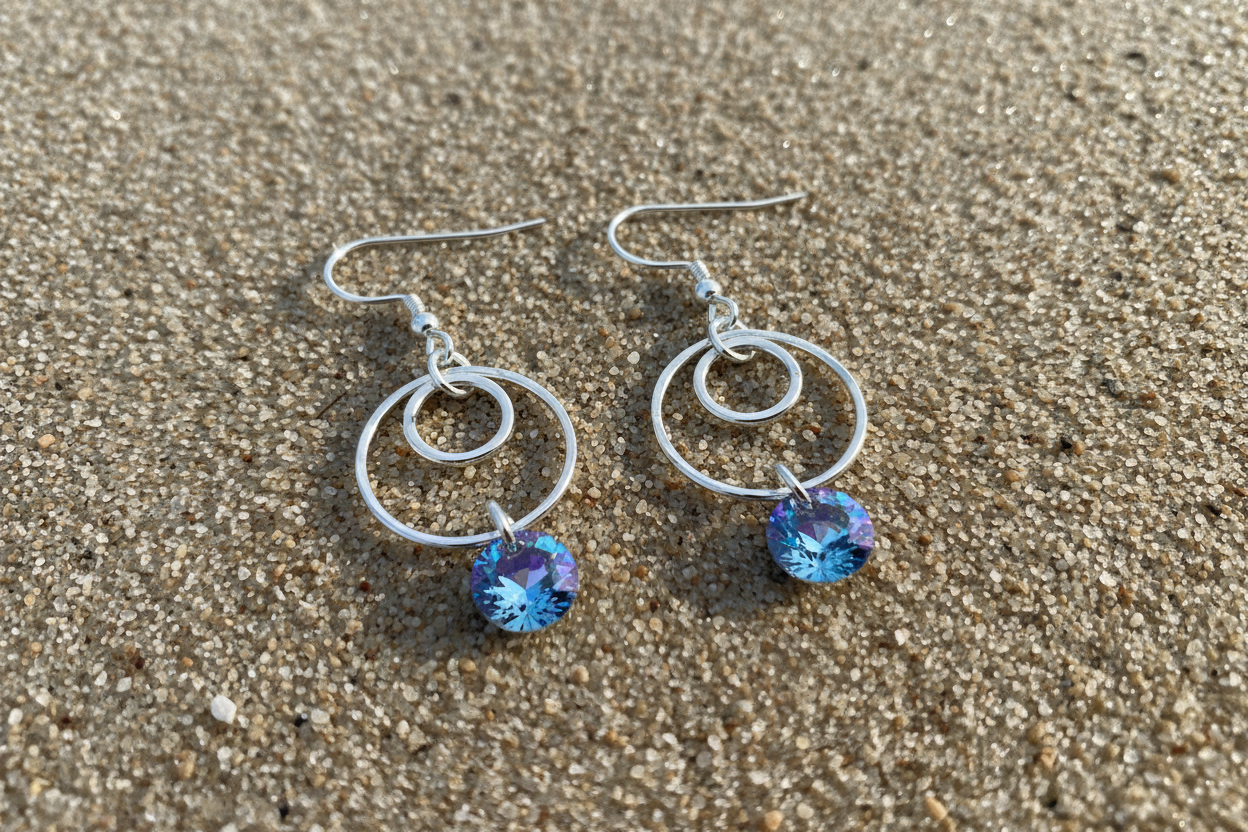 Swarovski Crystal & Circles Dangle Earrings - Vitrail Light