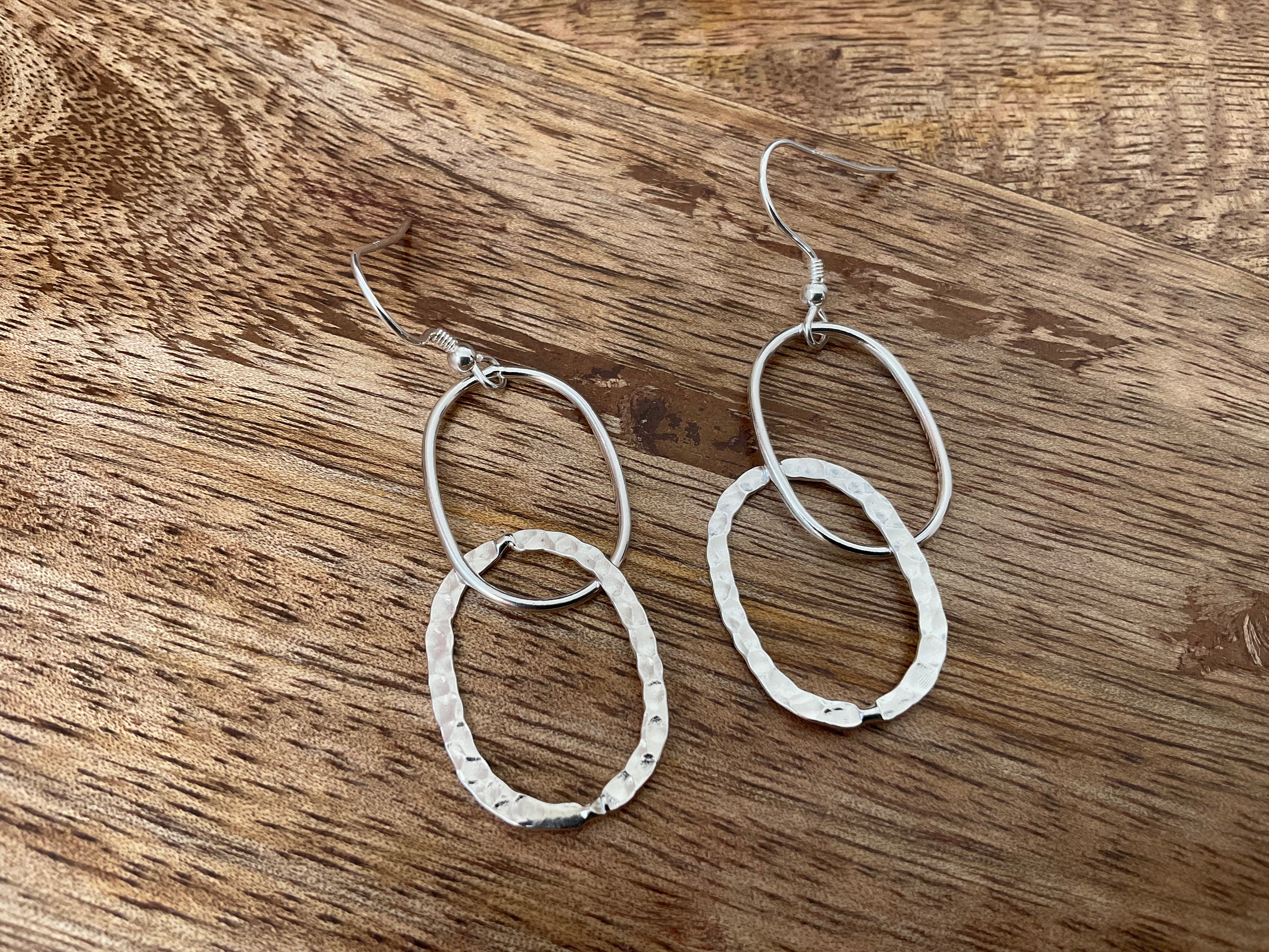 Oval Interlocking Dangle Earrings
