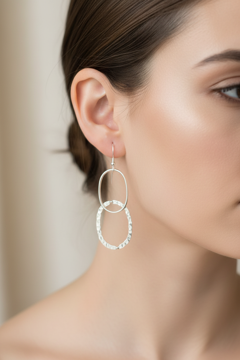 Oval Interlocking Dangle Earrings