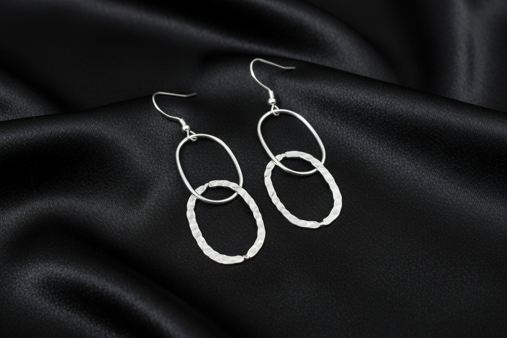 Oval Interlocking Dangle Earrings
