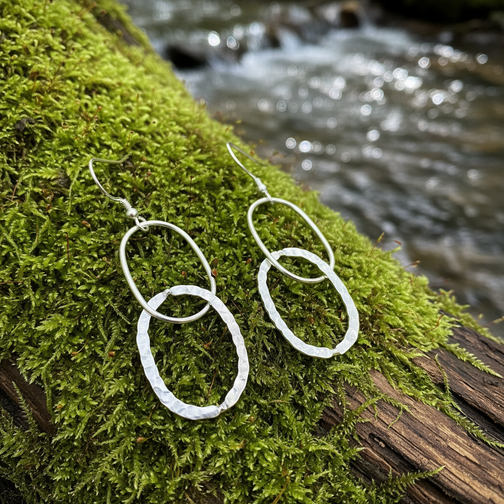 Oval Interlocking Dangle Earrings