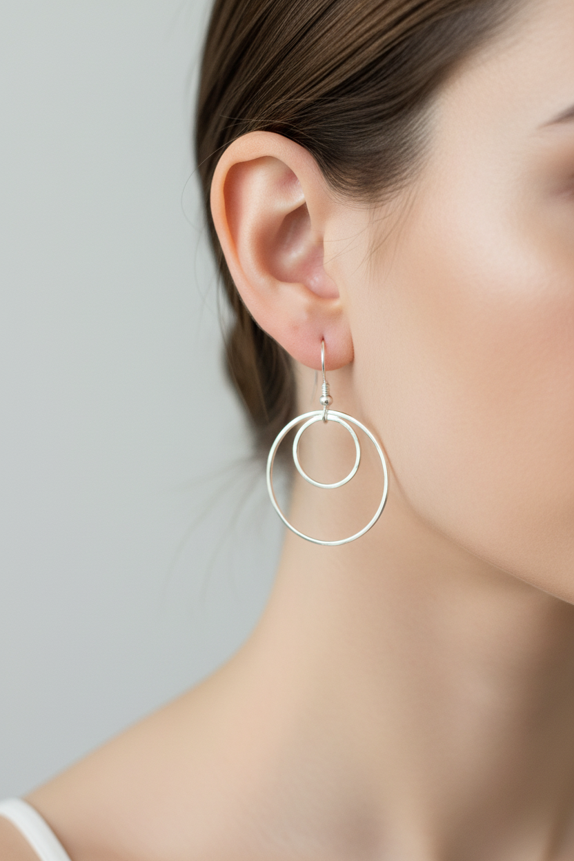 Double Circle Dangle Earrings