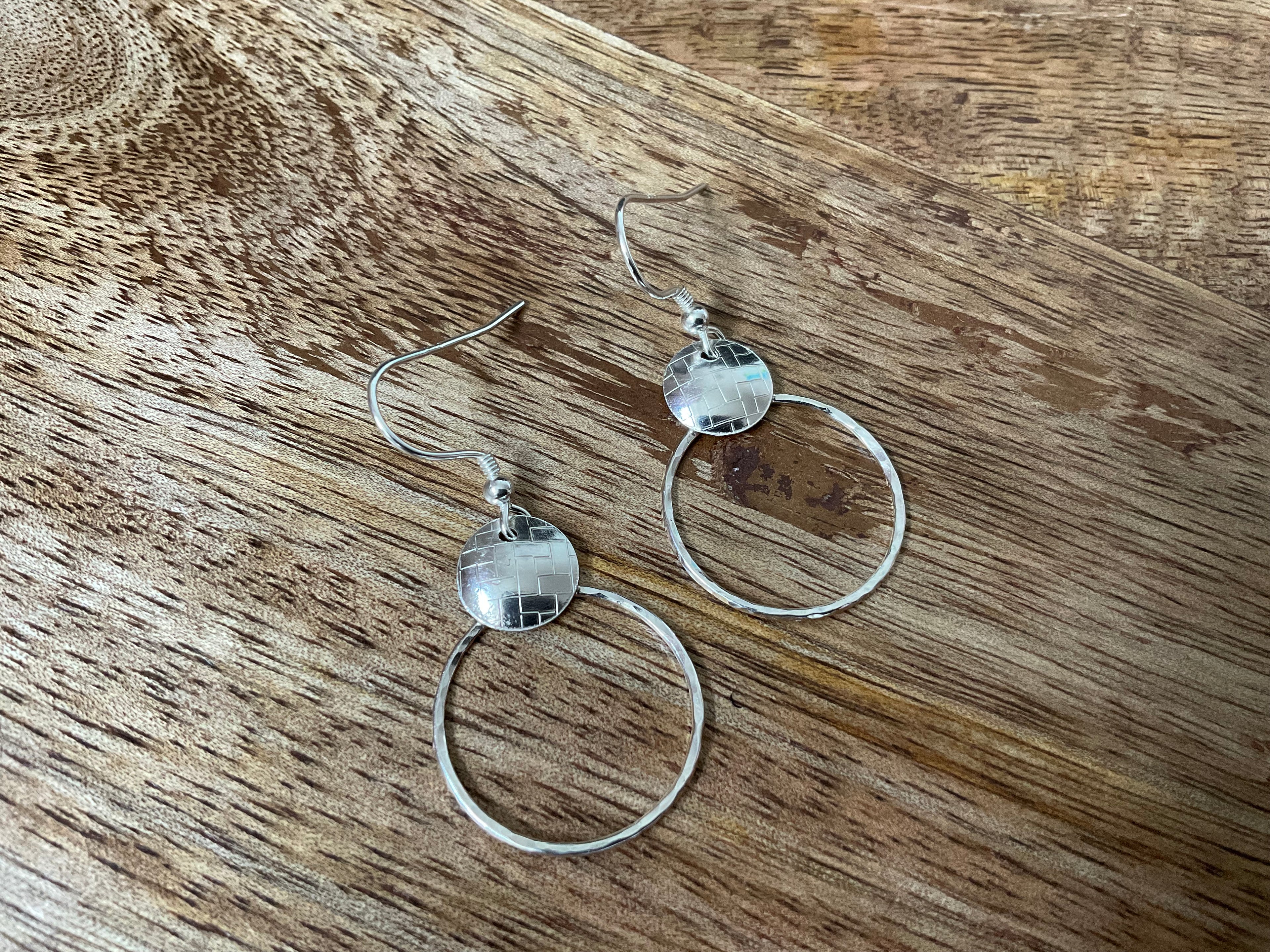 Domed Circle Dangle Earrings