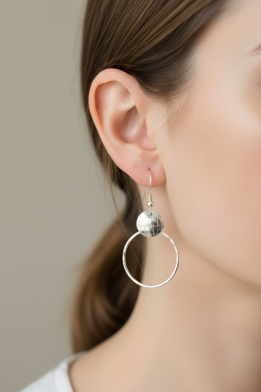 Domed Circle Dangle Earrings