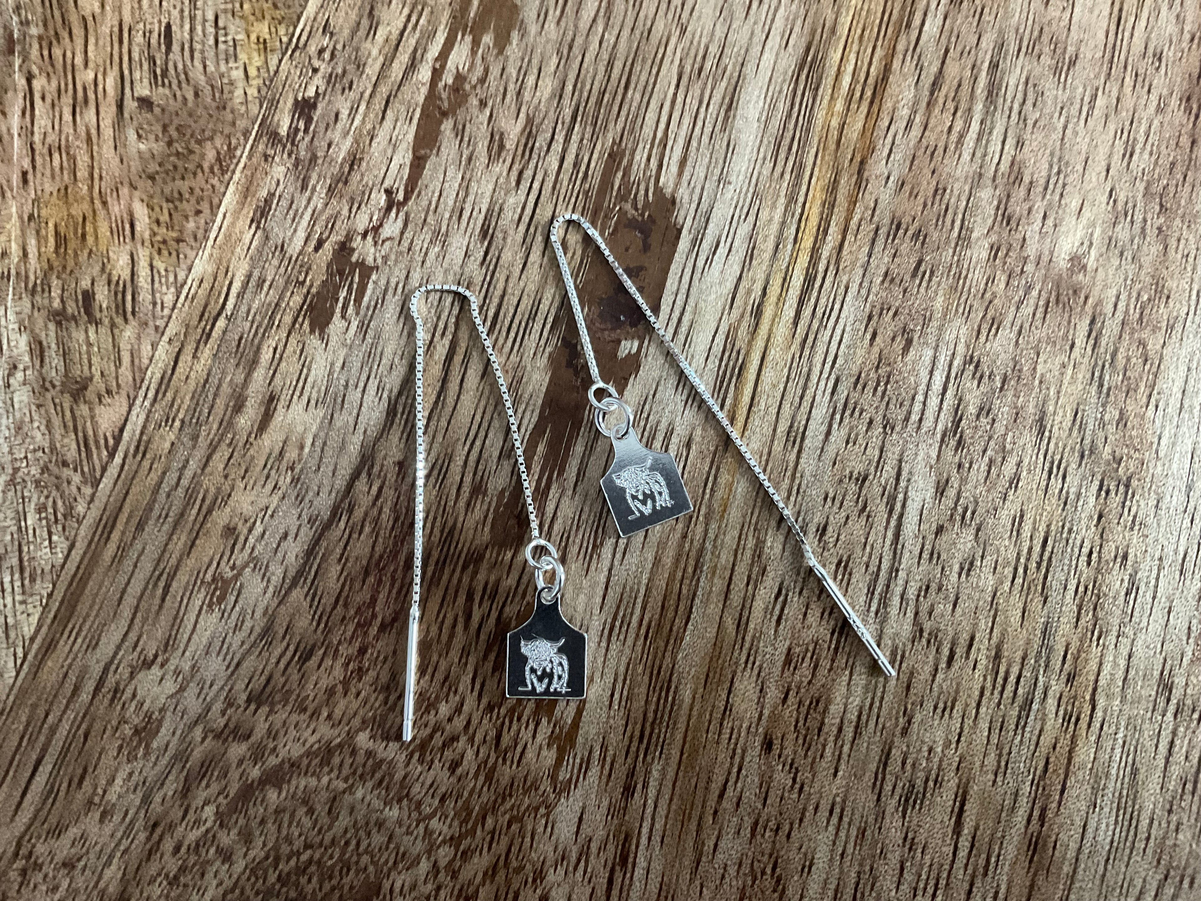Cow Tag Threader Earrings