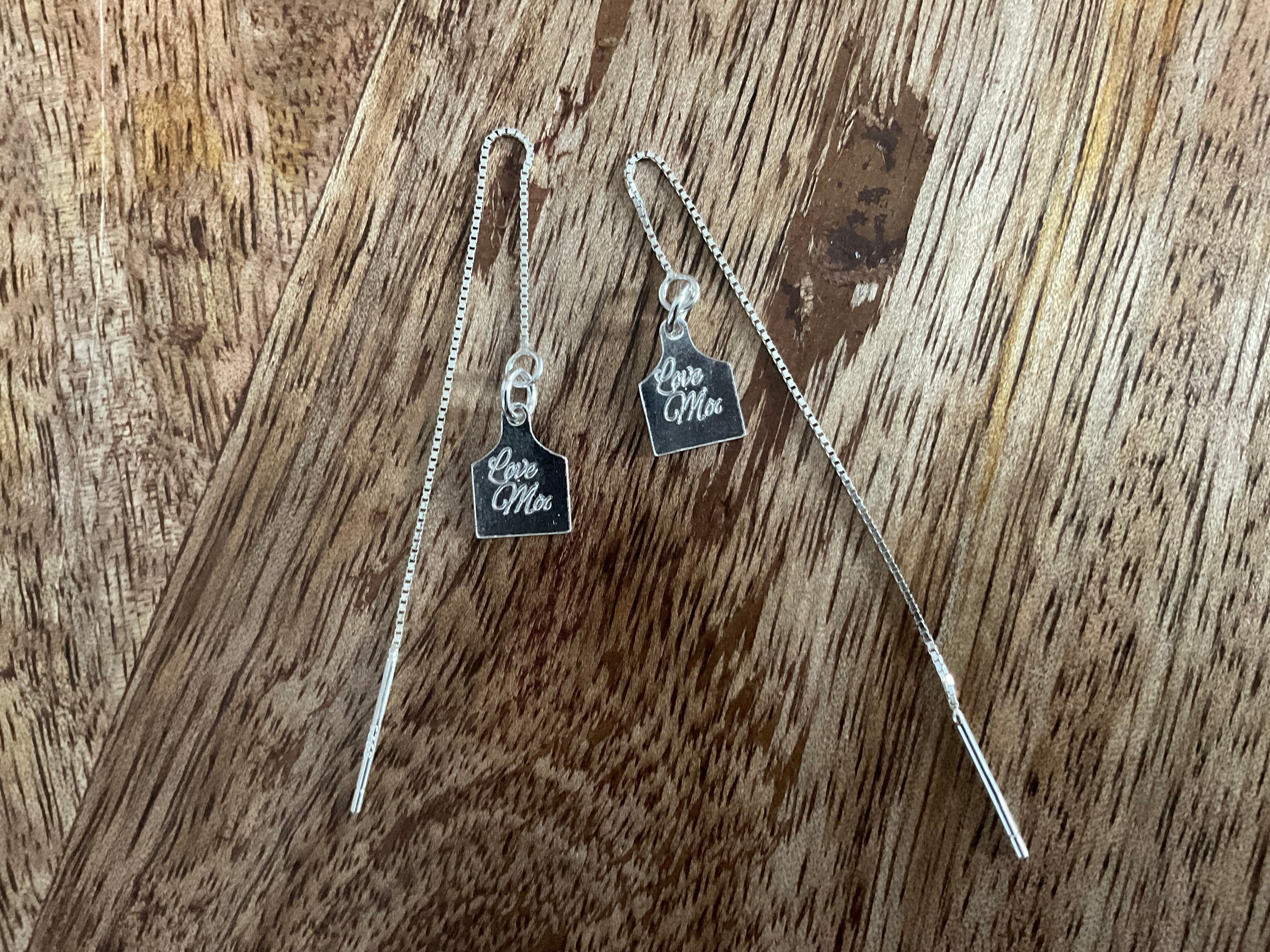 Cow Tag Threader Earrings