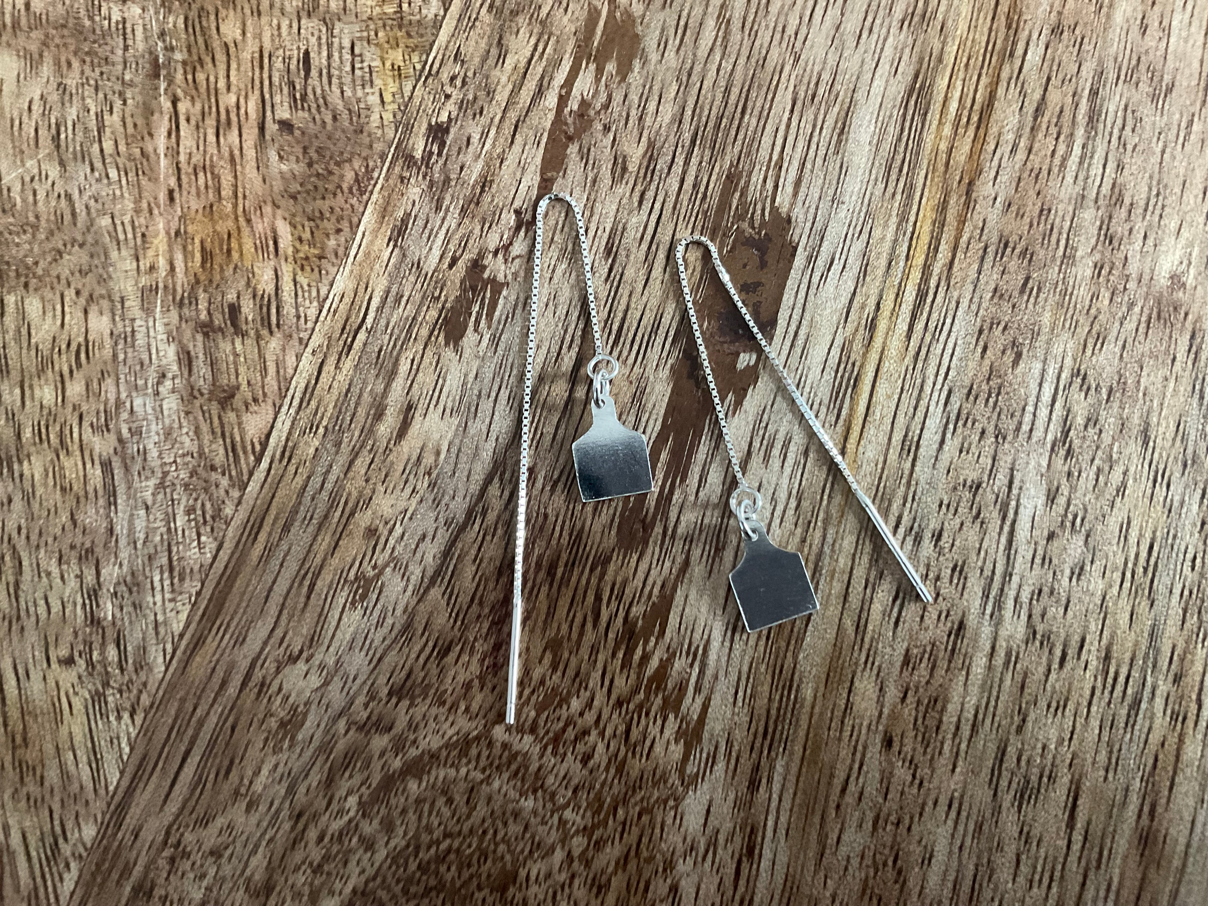 Cow Tag Threader Earrings