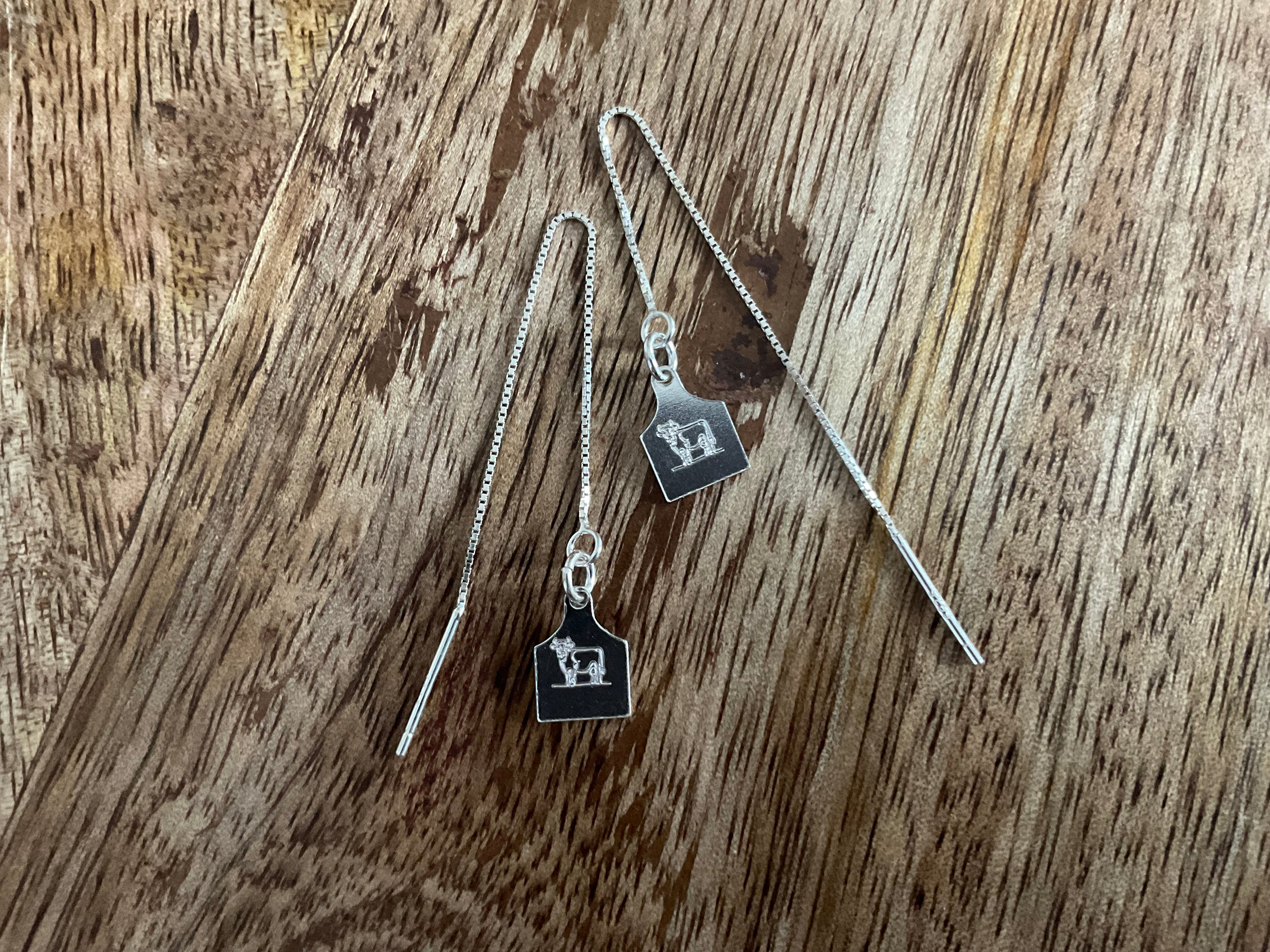 Cow Tag Threader Earrings