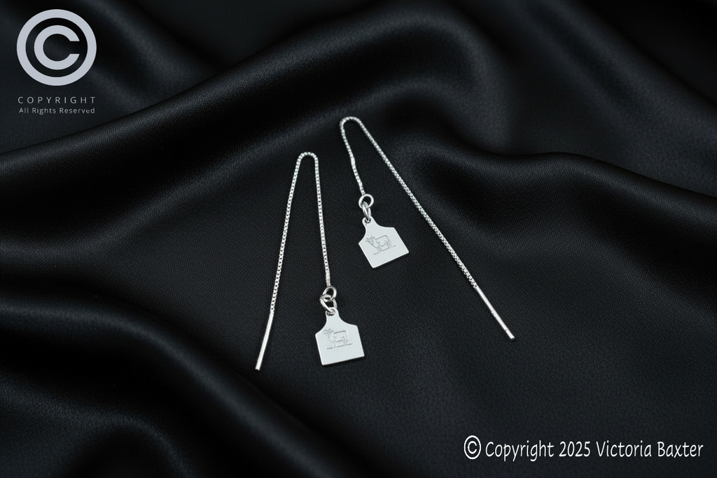 Cow Tag Threader Earrings